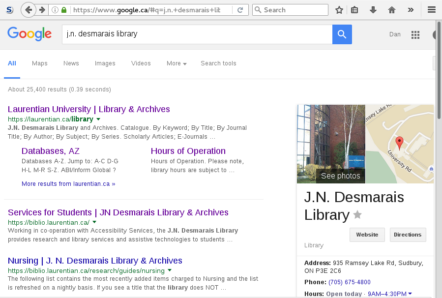 J.N. Desmarais Library on Google