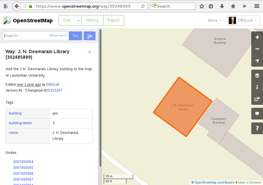 J.N. Desmarais Library on OpenStreetMap