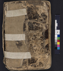 Persian manuscript volume before treatment