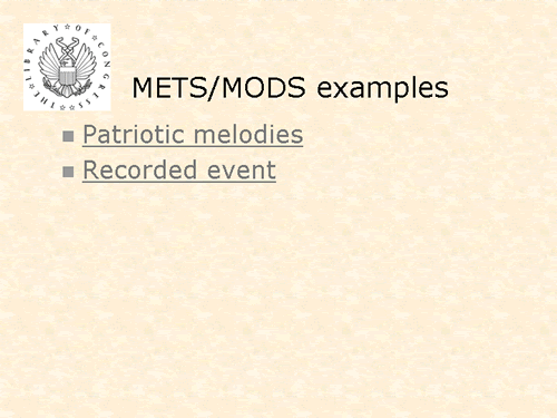 METS/MODS examples